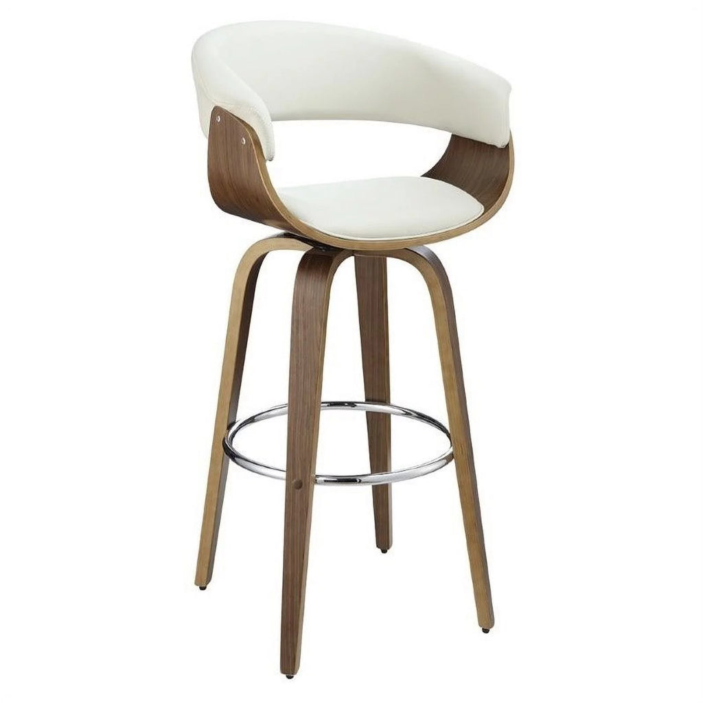 Set of 2 White Upholstered Wooden Bar Stools R17994