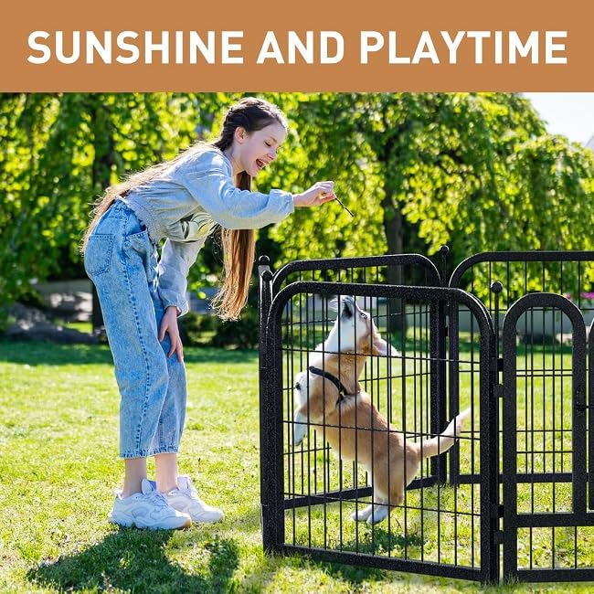 40 Inch 16 Panel Metal Dog Playpen Black-Silver I601695