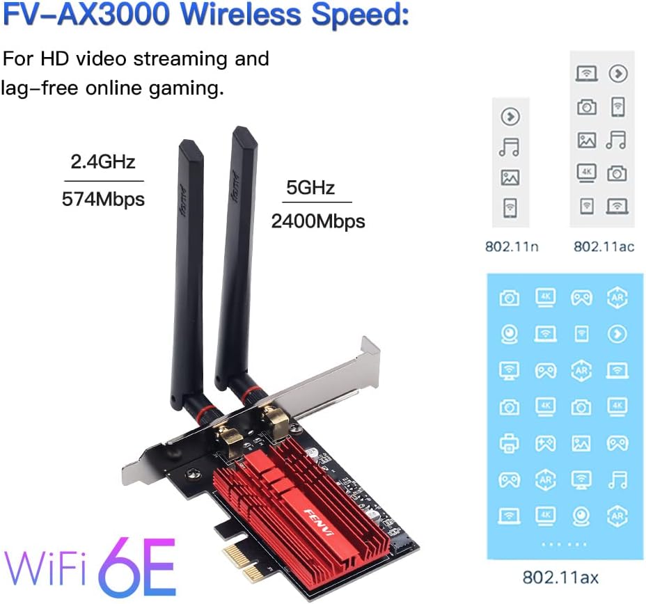WiFi 6E AX210 PCI-E Wireless Network Adapter Tri-Band 5400Mbps Pack of 2 U5080