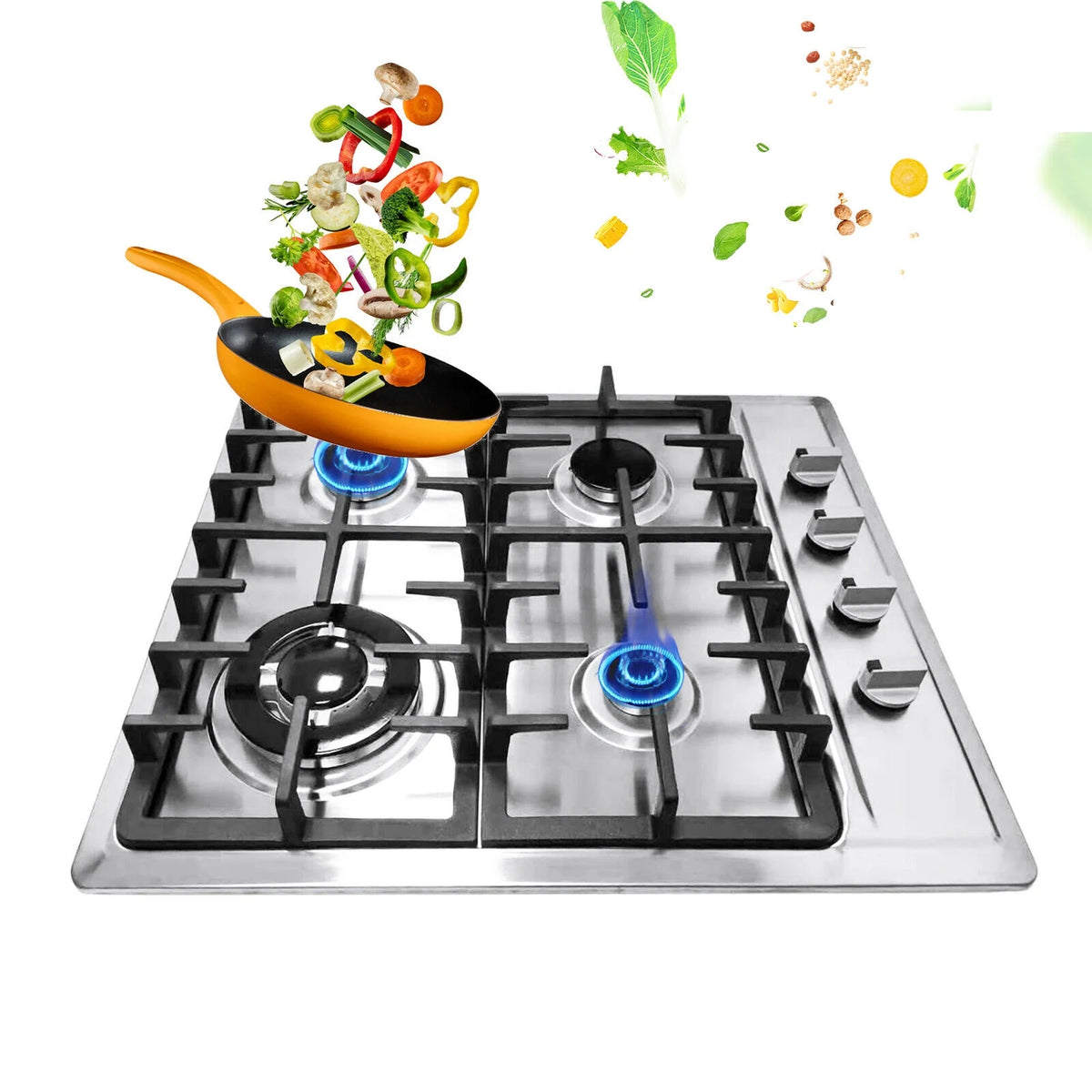 Stainless Steel 4-Burner Built-In Gas Cooktop N8702