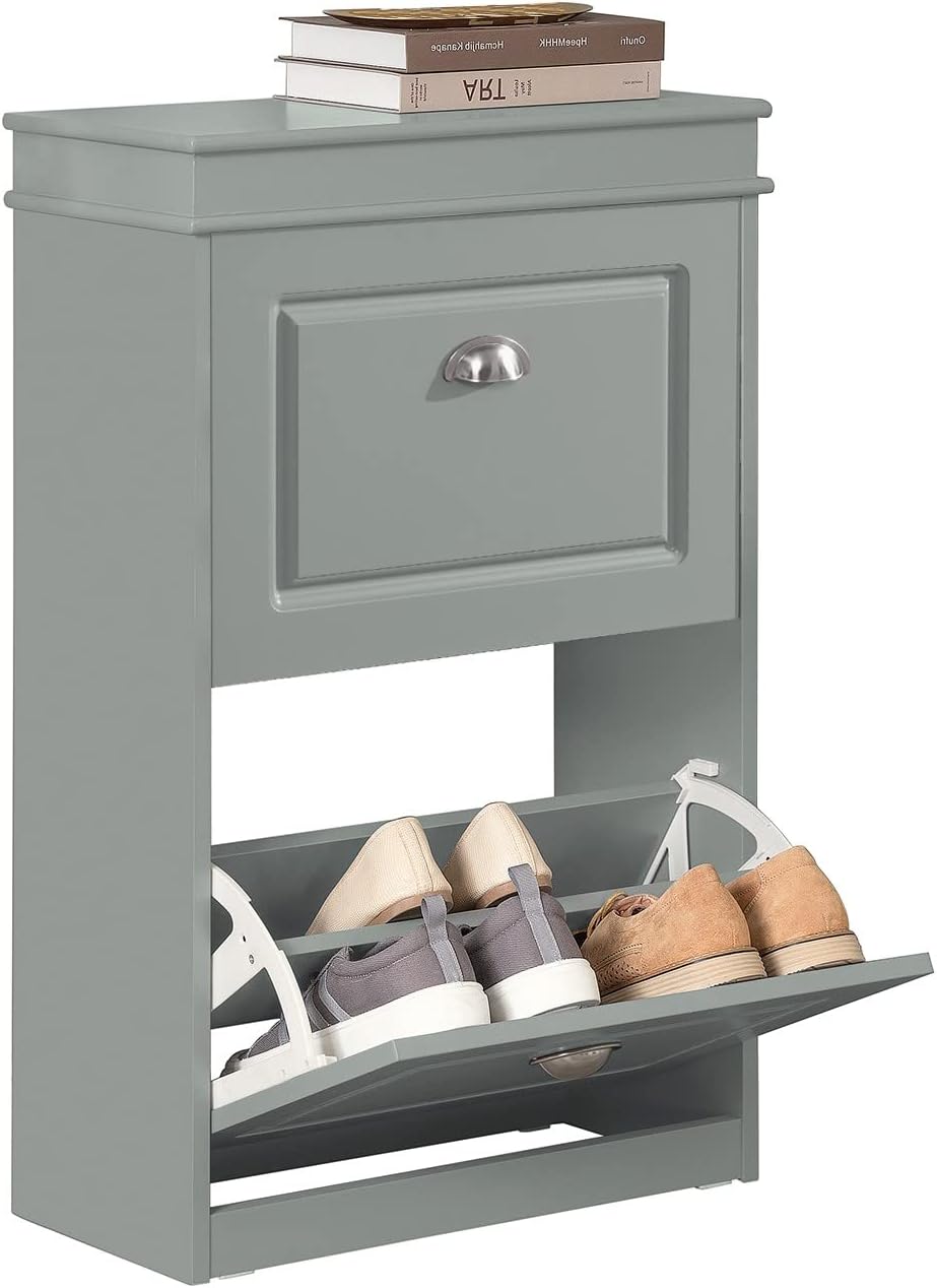 2 Drawers Shoe Cabinet Shoe Rack Storage Organizer Unit A65560