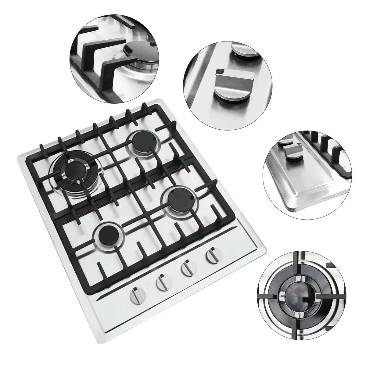 Stainless Steel 4-Burner Built-In Gas Cooktop N8702