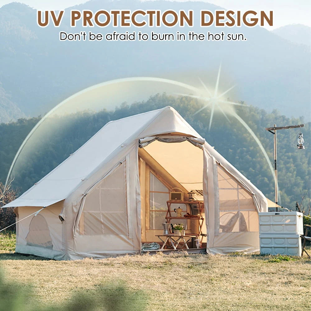 Inflatable Tent Air Tent Large Glamping Tent with Pump Waterproof Oxford Air Tent 4 Seasons Windproof Tents for Family Camping for 4-6 Persons M112237