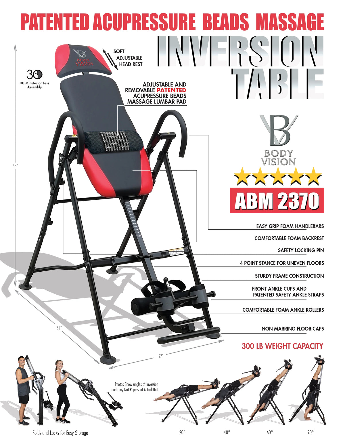 Red Acupressure Beads Massage Inversion Table P8797