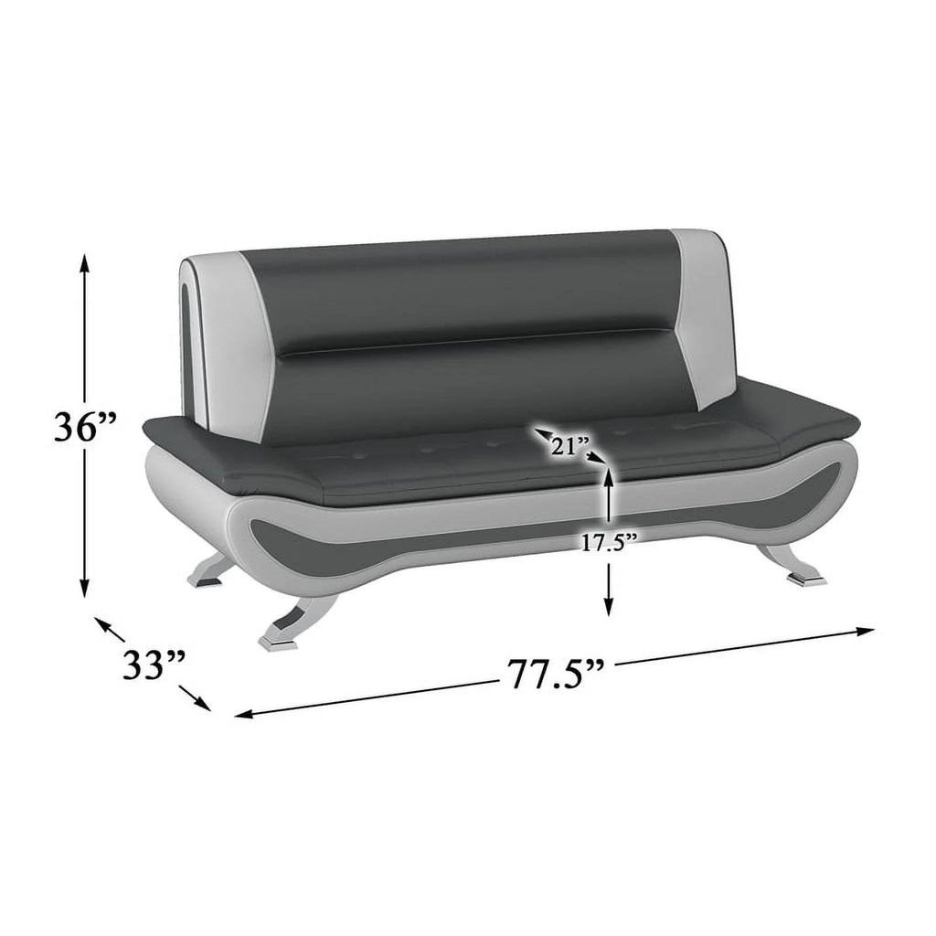Faux Leather Sofa in Black and White I50899