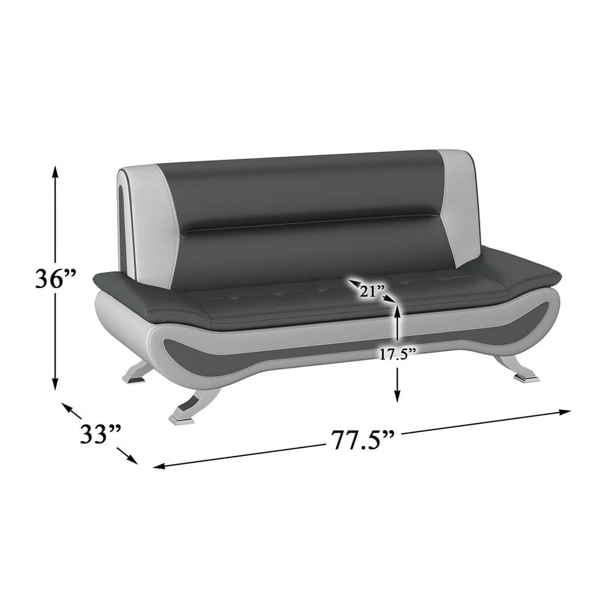 Faux Leather Sofa in Black and White I50899