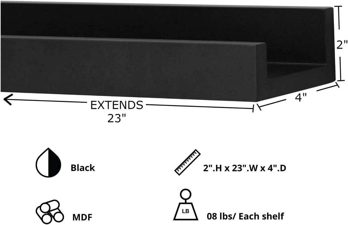 Black 4 Pack 23" Wood Floating Shelves Y52282