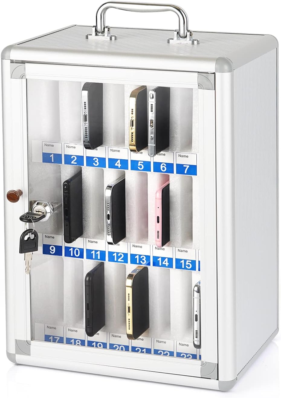 24 Slots Aluminum Alloy Pocket Chart Storage Cabinet P1719