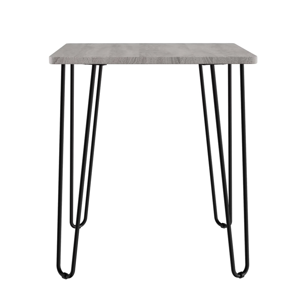 Modern End Table with Hairpin Legs and Woodgrain Finish Gray K392