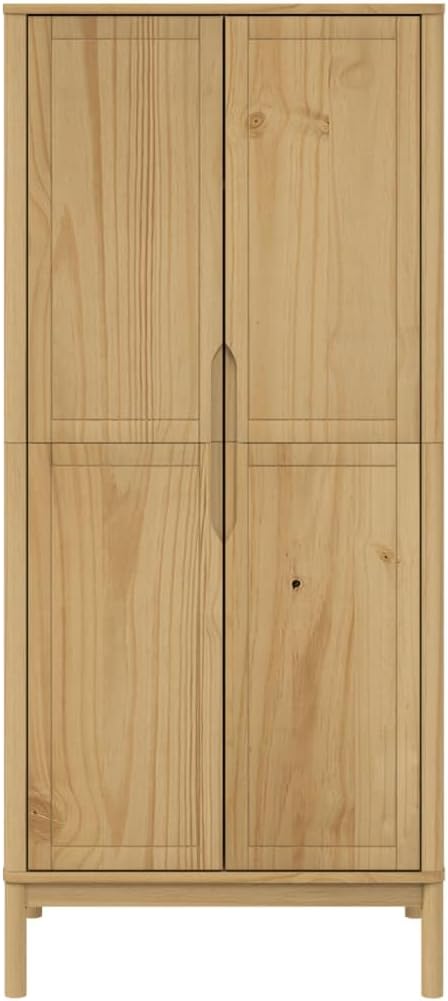 Solid Pine Wood Wax Brown Wardrobe G709
