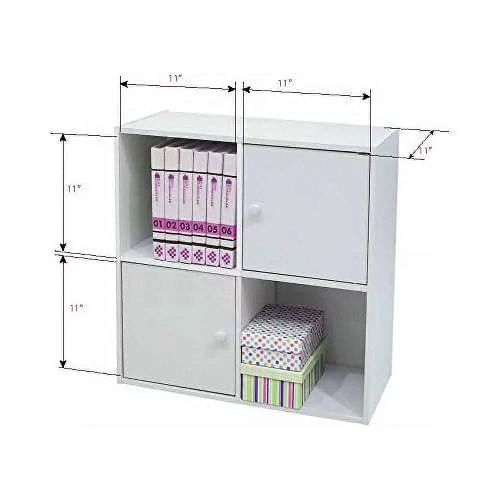 Contemporary White Wood 2 Cube 2 Cabinet Bookcase V316476