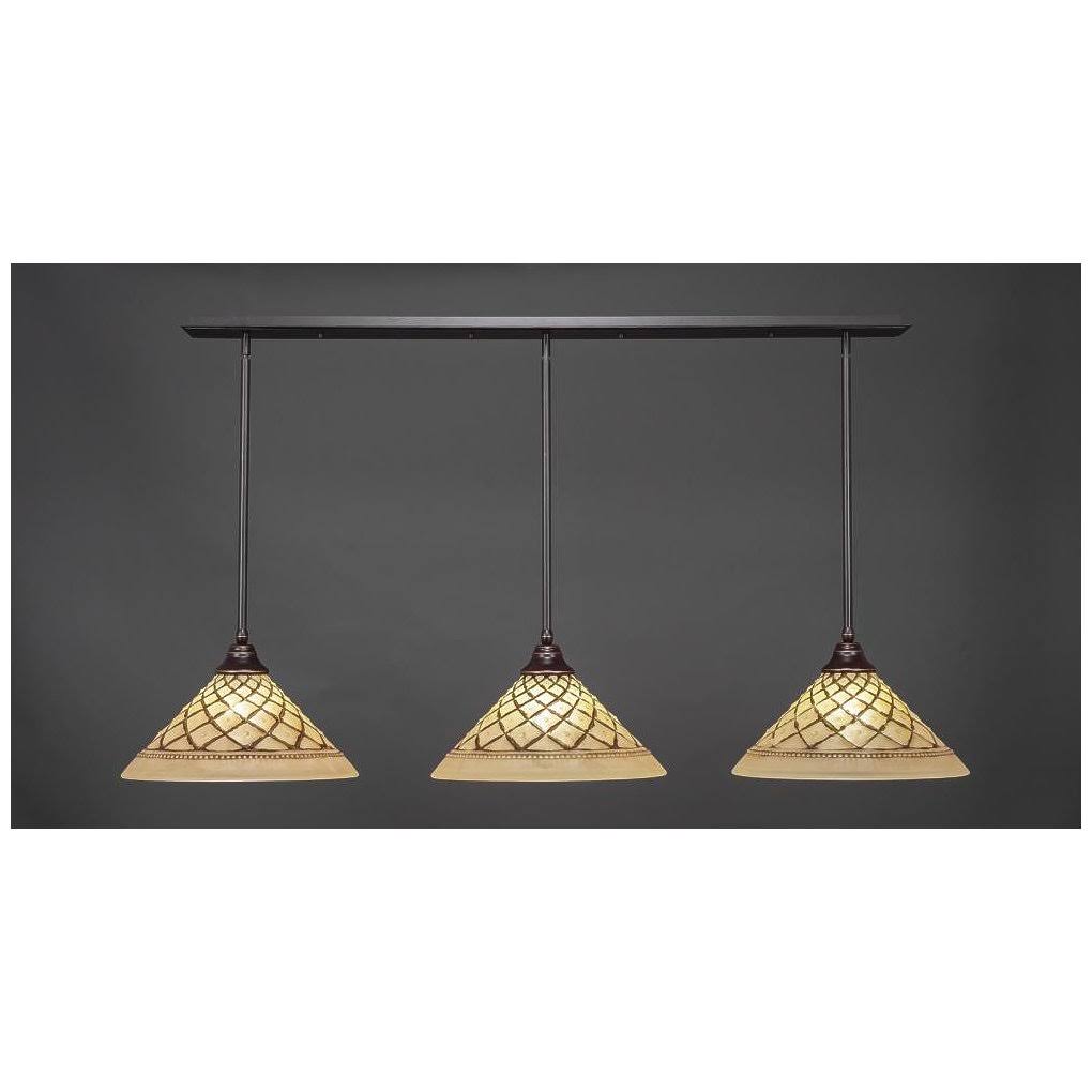 3-Light Pendant with Chocolate Icing Glass Shade A98875