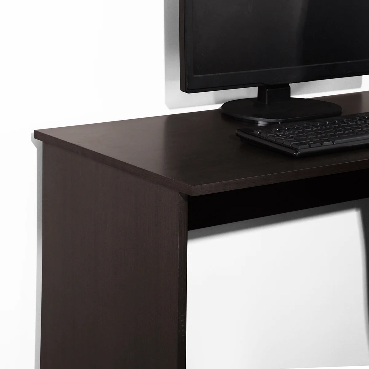 Brown L-Shaped Corner Desk with 2 Shelves C1292