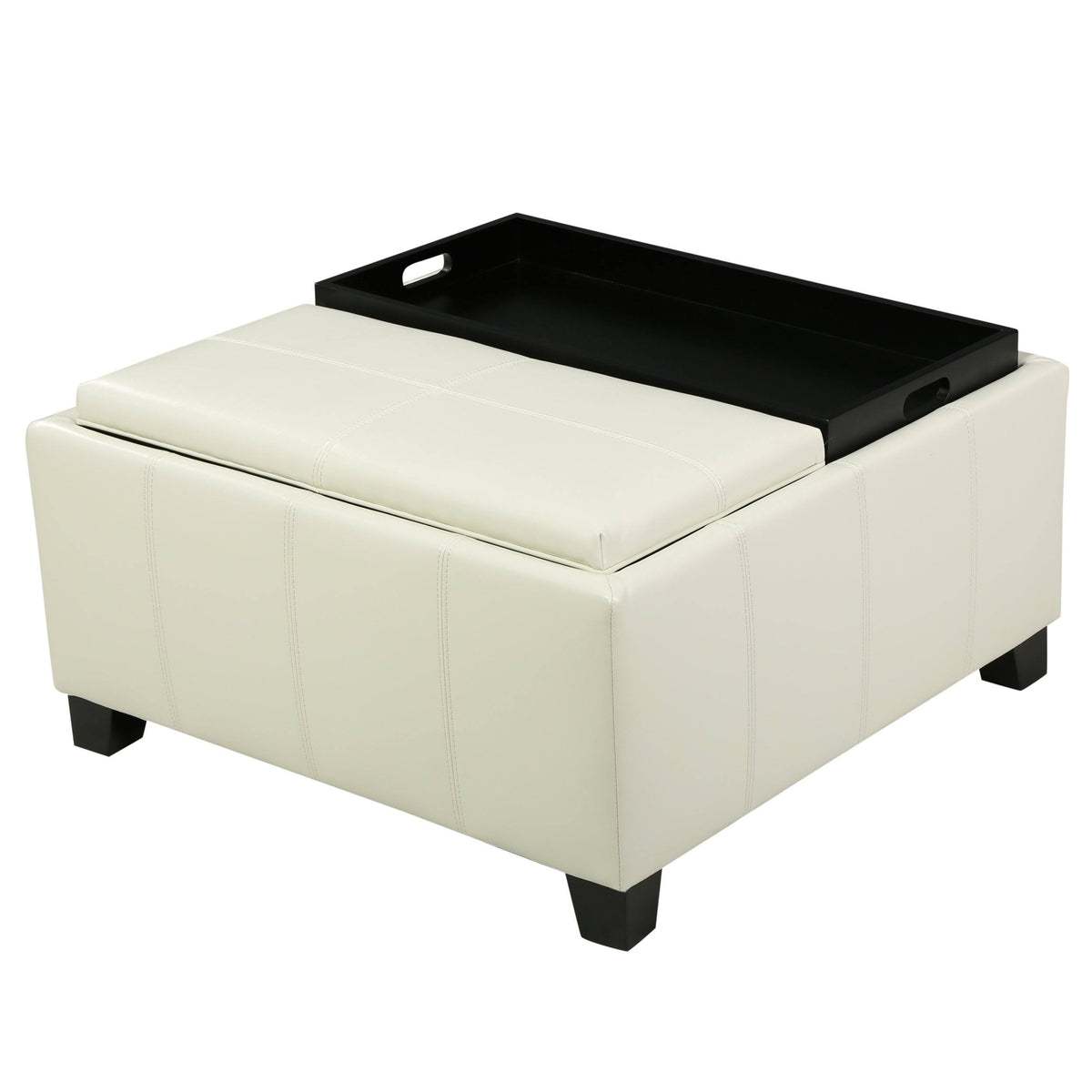 Red Leather Storage Ottoman W481853