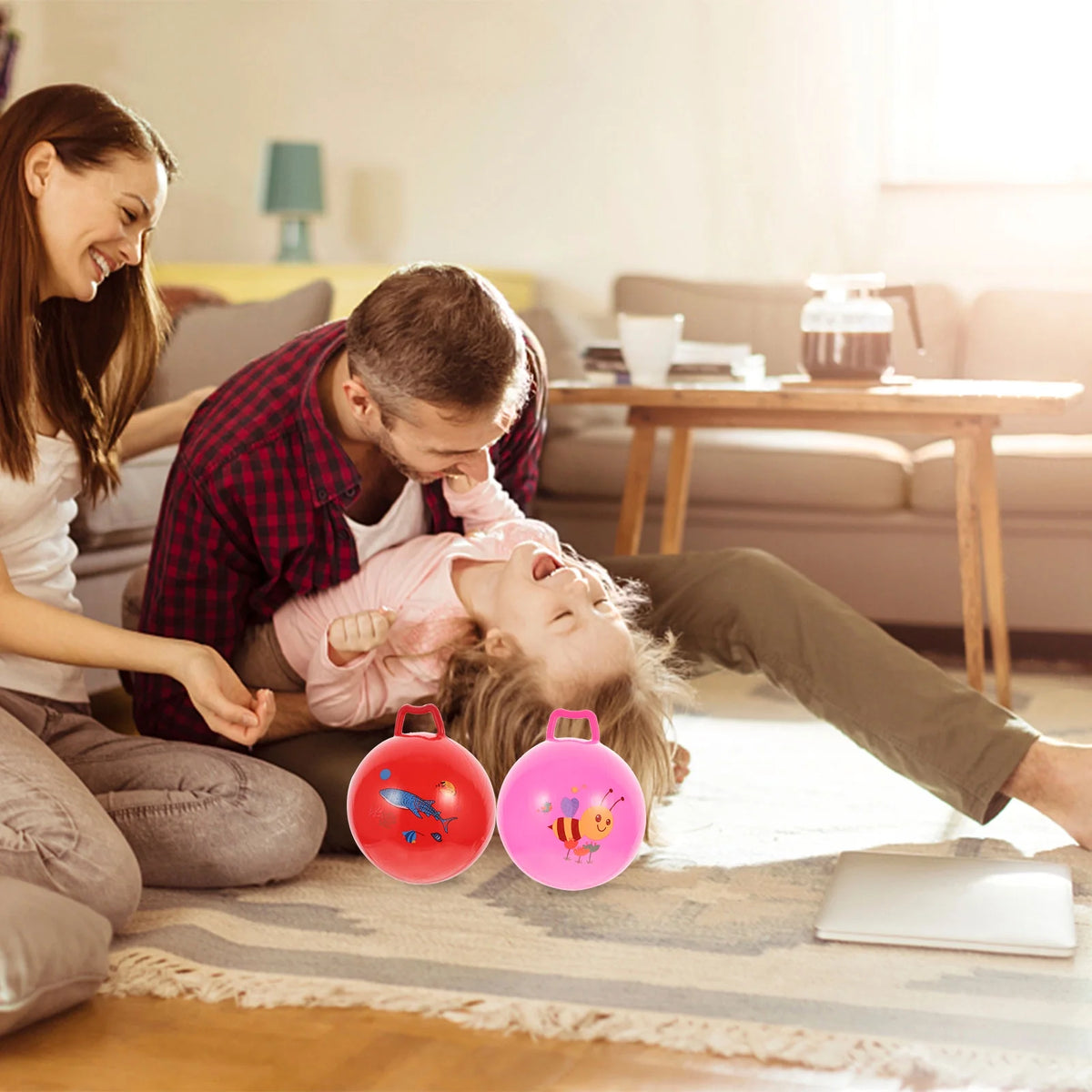 3Pcs Inflatable Hopper Balls with Handle S4238