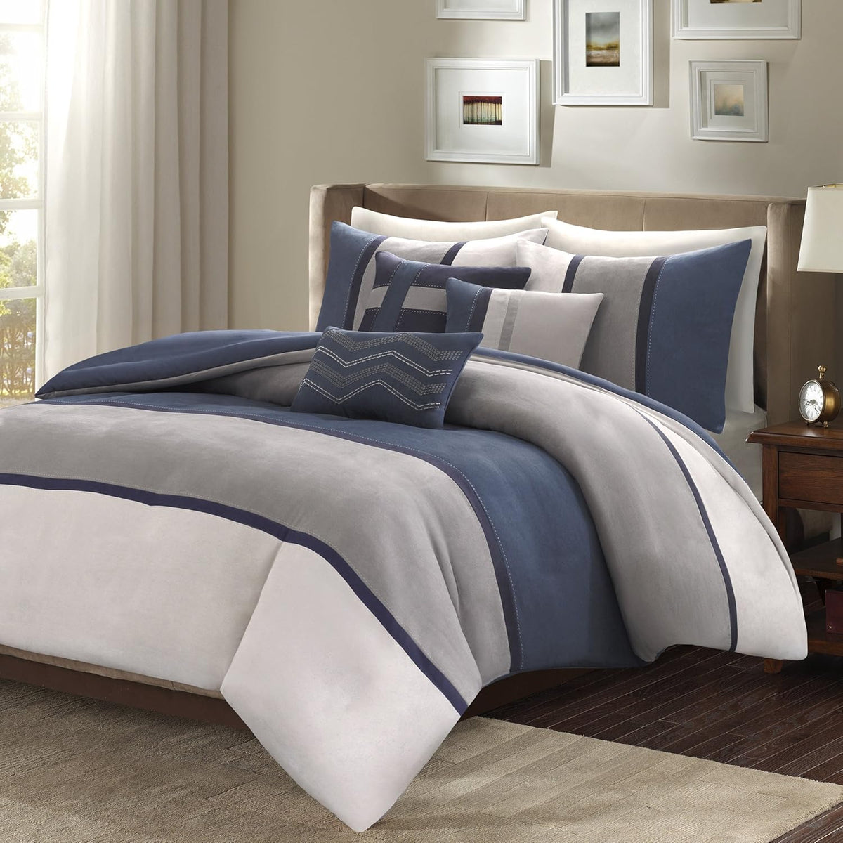 6 Piece Faux Suede Duvet Cover, King/California King (104 in x 92 in), Brown N12909
