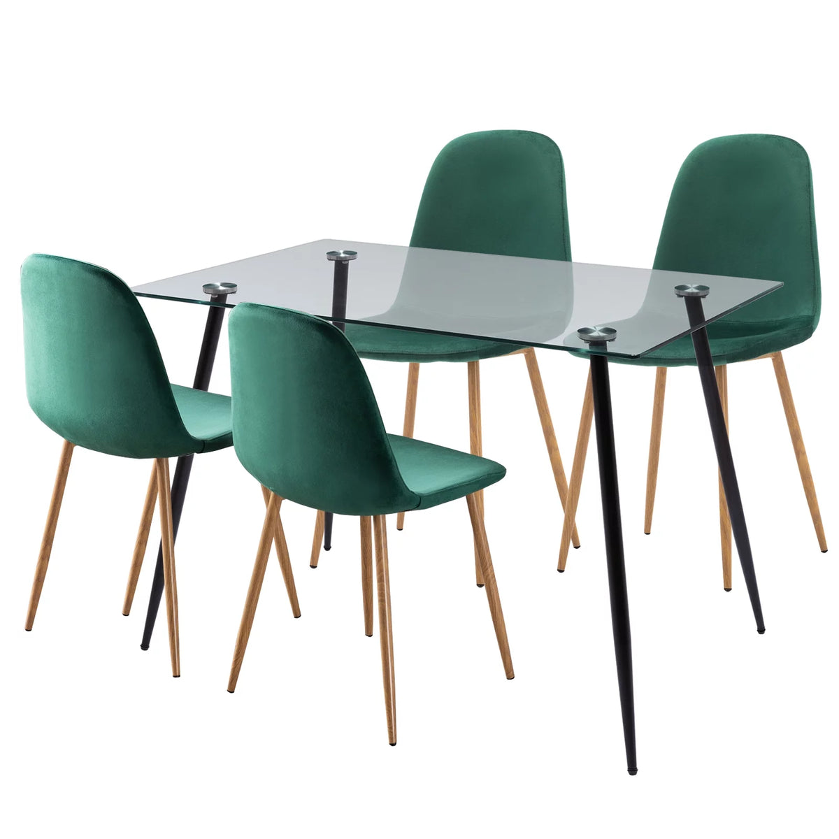 Tempered Glass Dining Table with Black Metal Legs N758