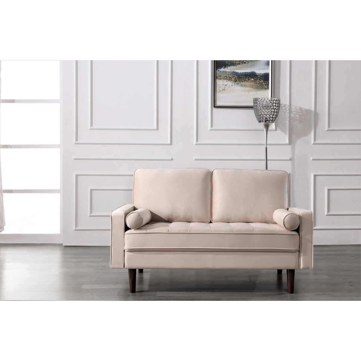 Beige Tufted Loveseat T432