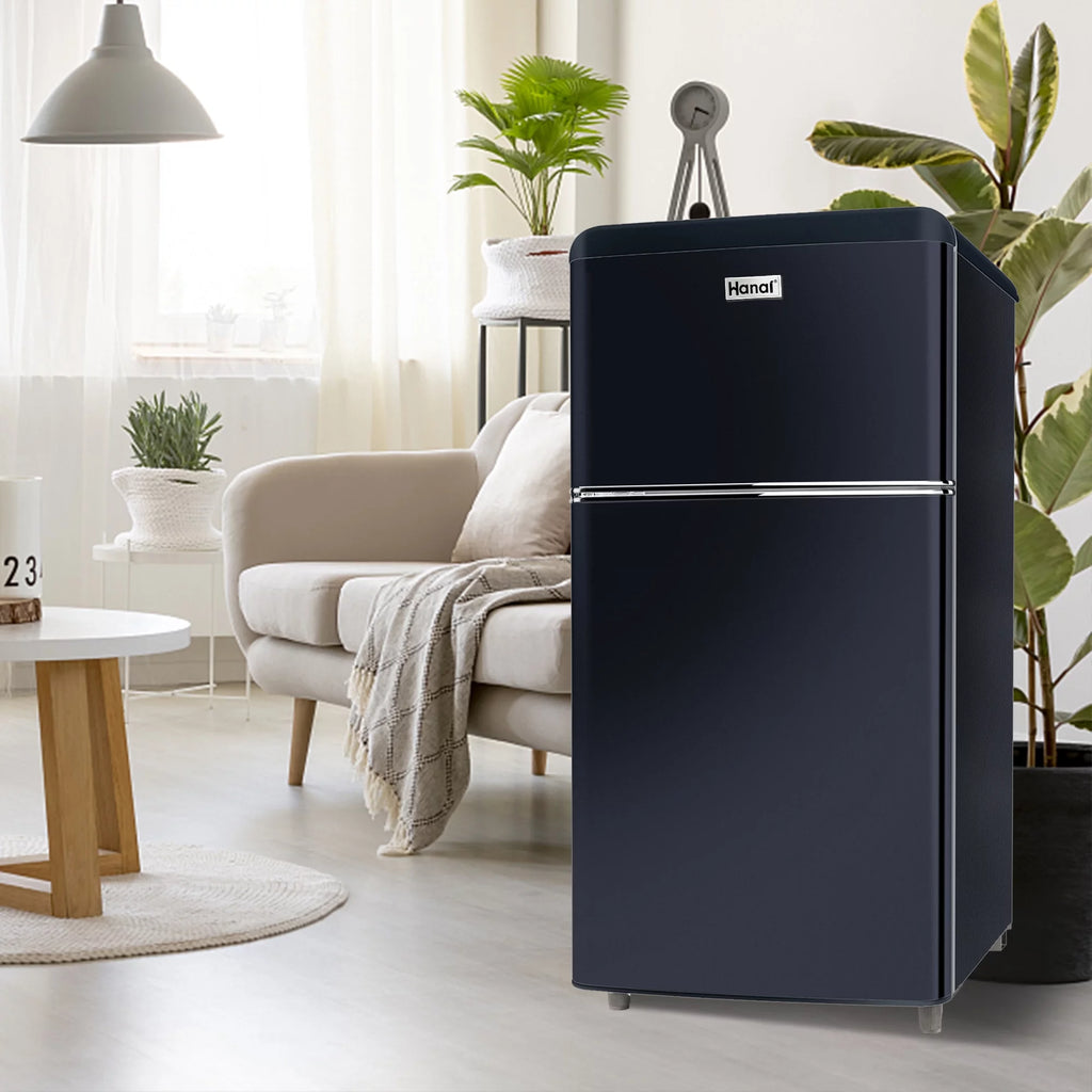 3.5 Cu Feet Two Door Mini Fridge with Freezer, Black Z13604
