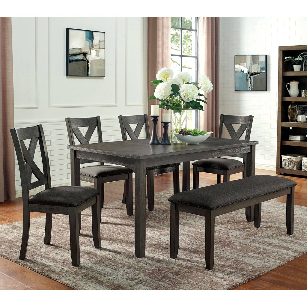 Grey Solid Wood Bench K847506