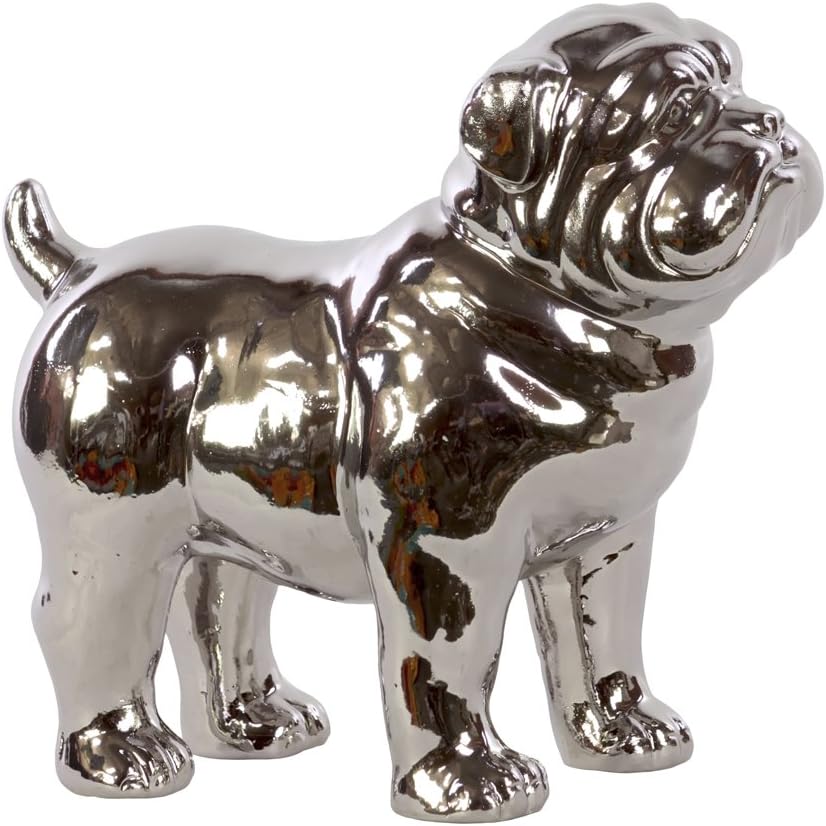 Ceramic Standing American Bulldog Chrome Silver H29426