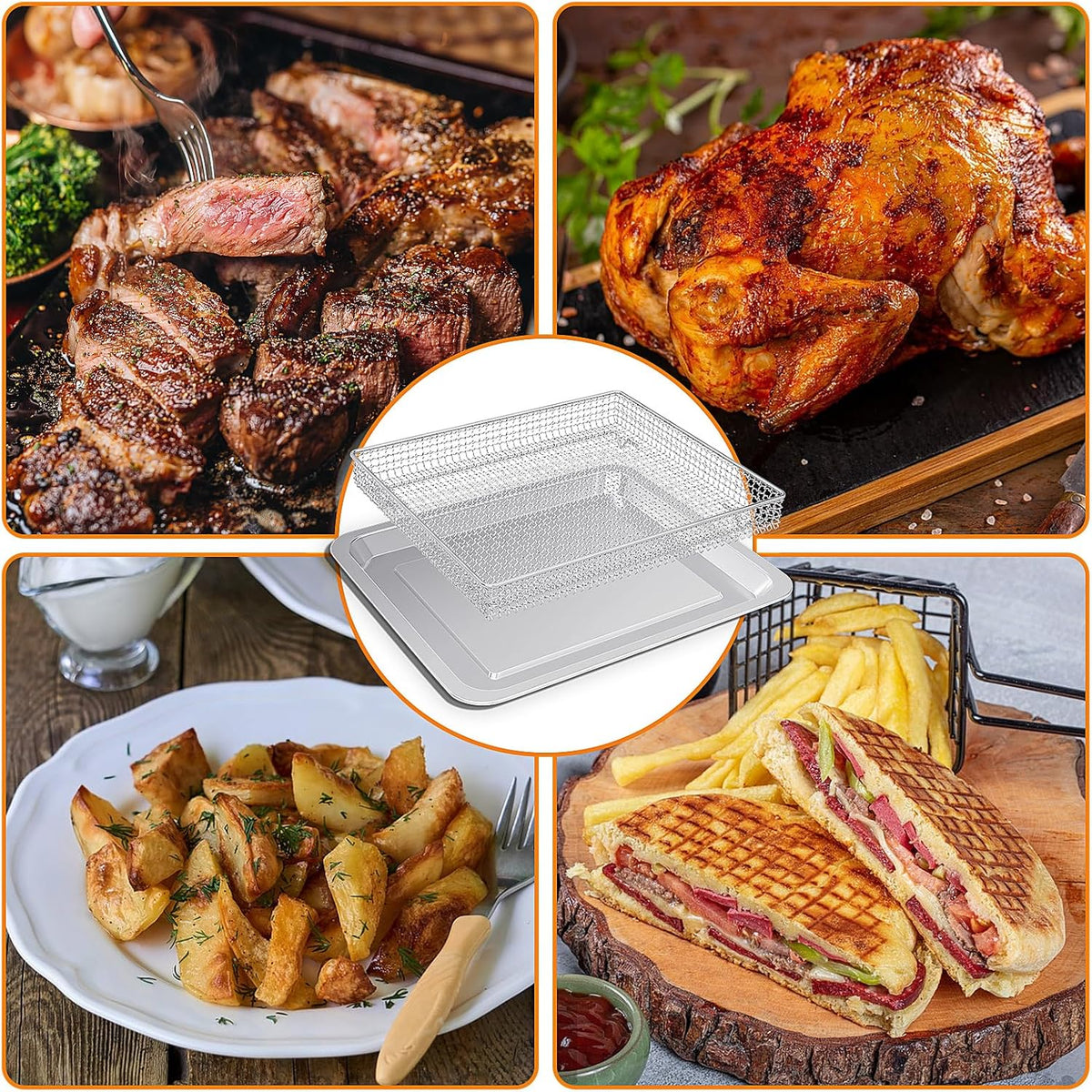 Stainless Steel Baking Tray Pan and Air Fryer Basket Q96836