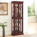 Lighted Glass Curio Display Cabinet with Adjustable Shelves and Mirrored Back G419679