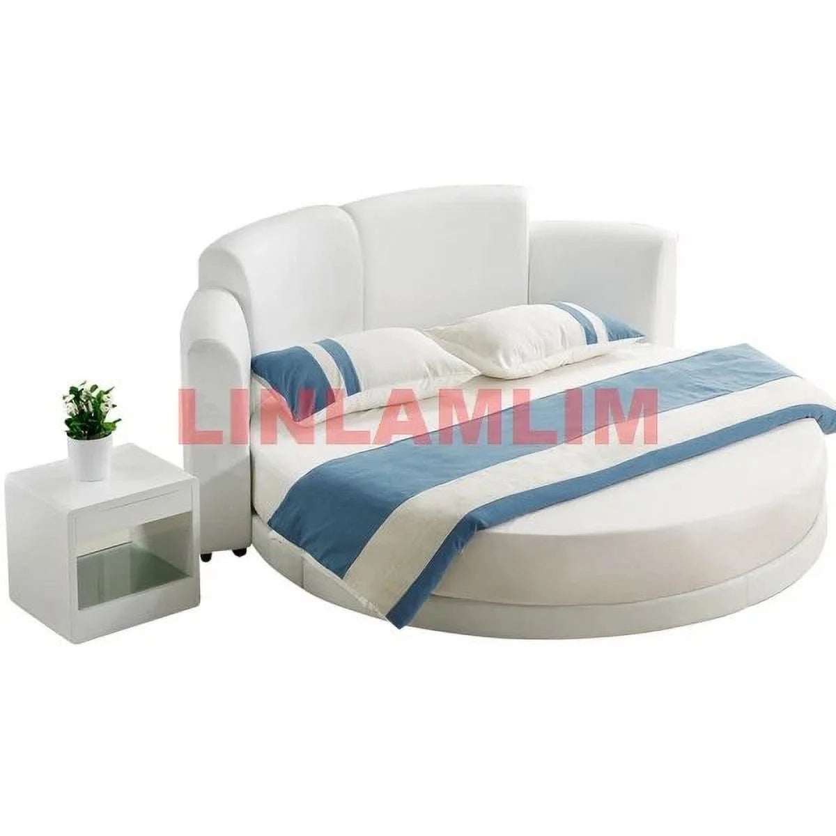 Genuine Cow Leather Bed Frame with Led Lamp L53468