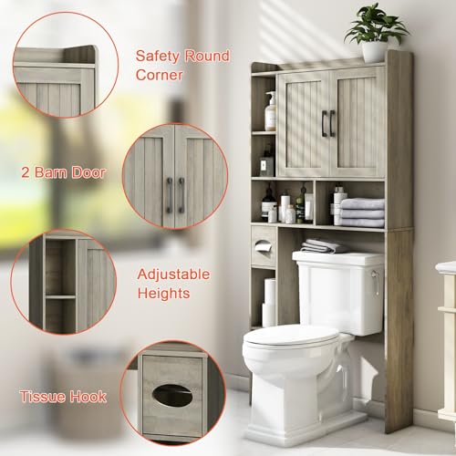 Over The Toilet Storage Cabinet with Sliding Doors W90868