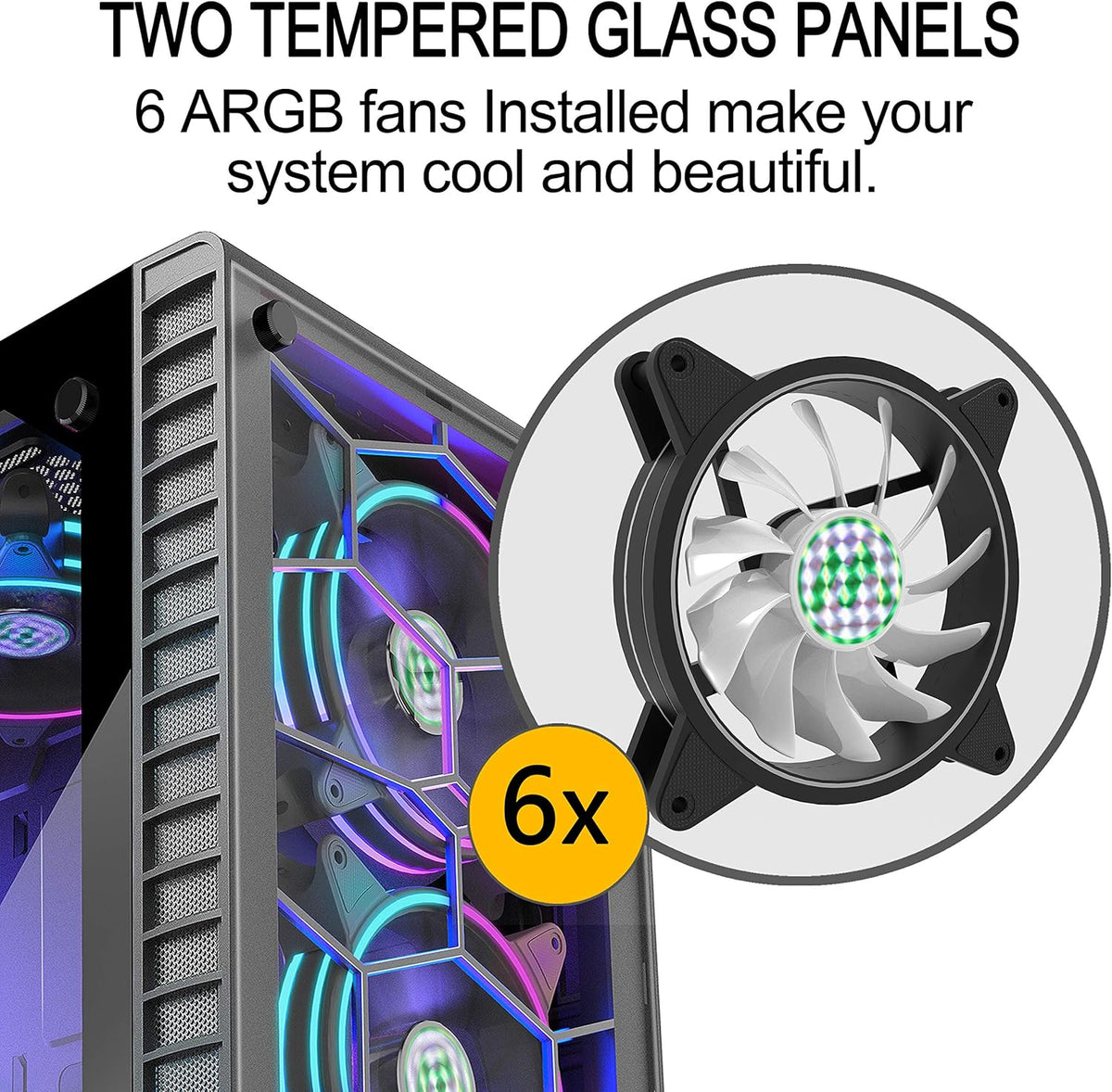 ATX Mid-Tower Case with USB3.0 Tempered Glass Panels (Black) P696392