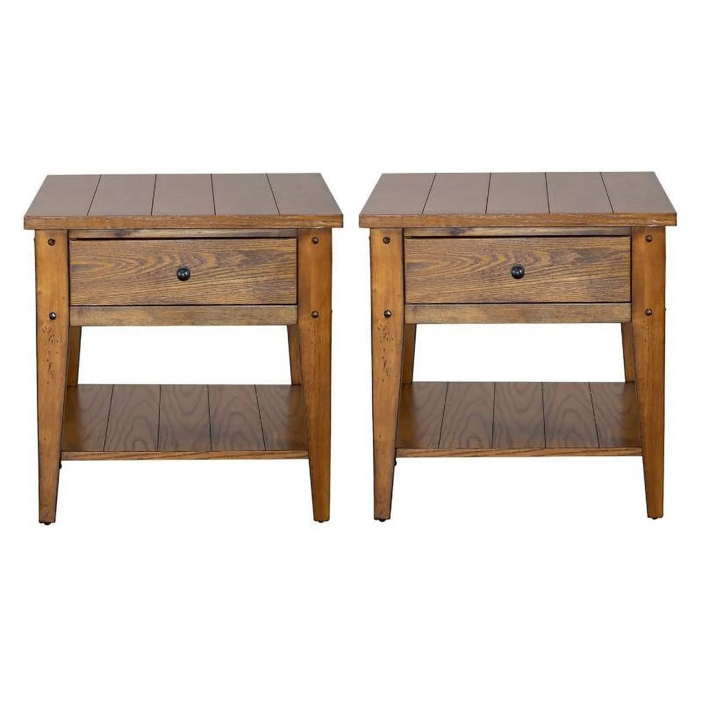 Oak Square End Table Set O8304