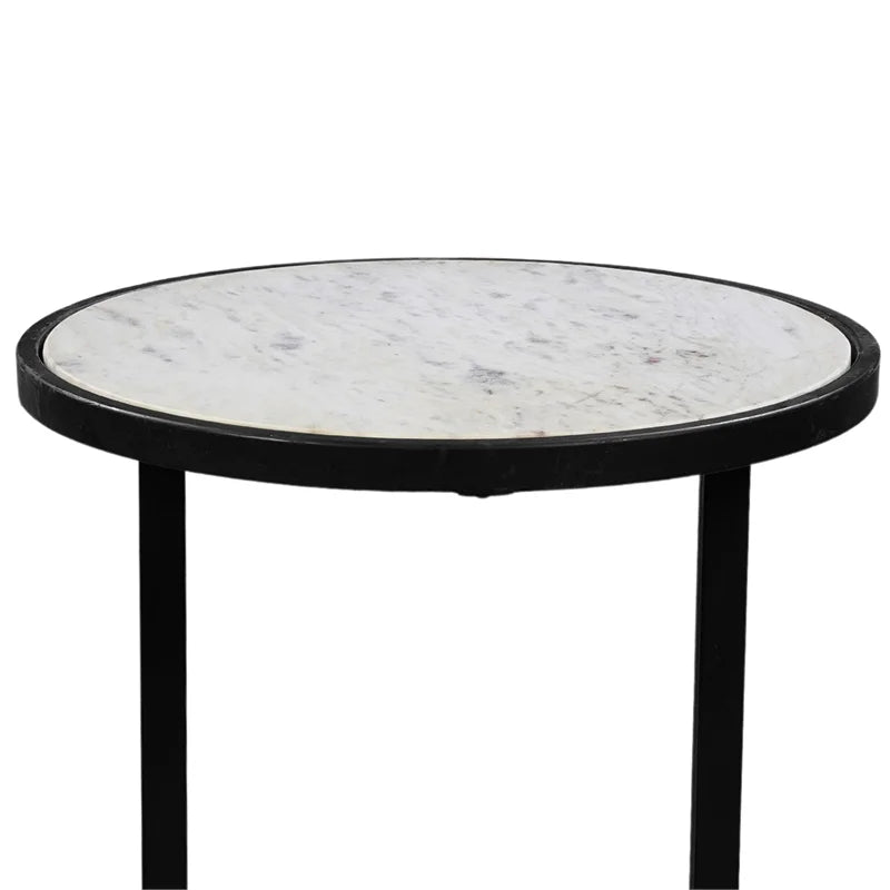 Round White Marble Top End Table A459286