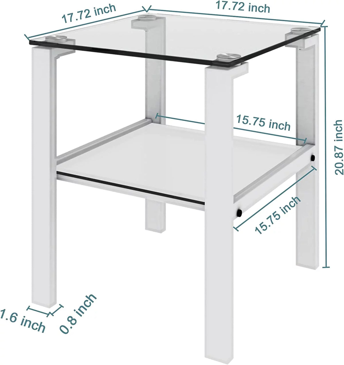 Glass End Table, 2 Layer White Small Corner Table C226649