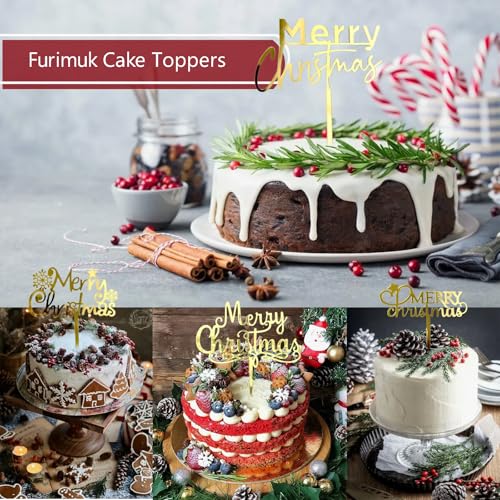 9 Pcs Gold Acrylic Christmas Cake Topper X22860