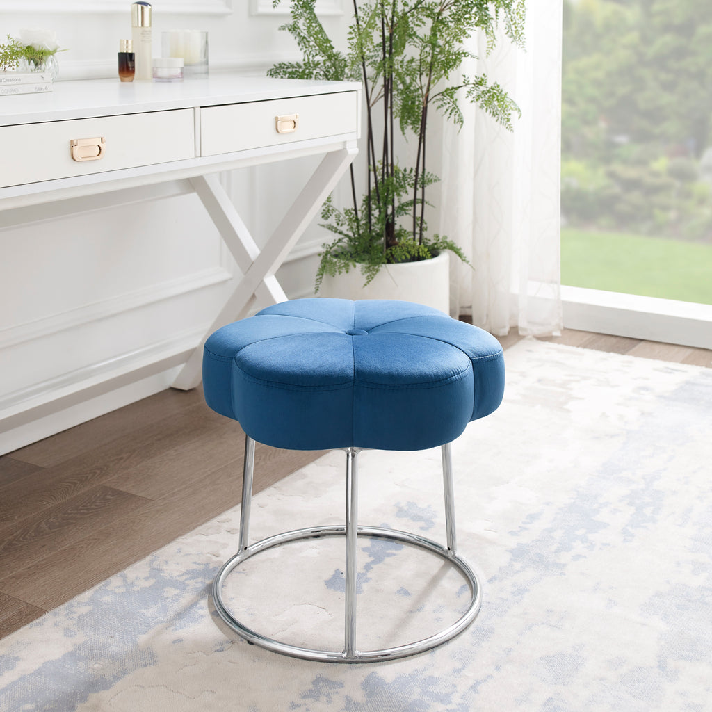 Navy Velvet Vanity Stool or Ottoman Z6665