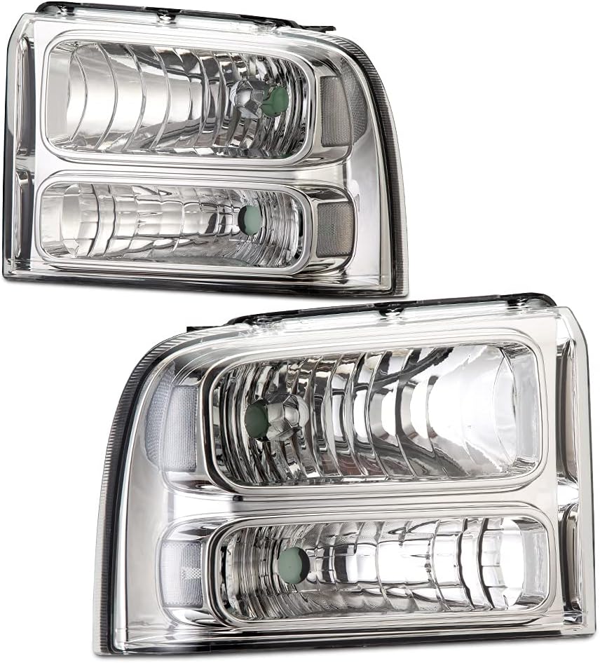 Clear Lens Black Housing Amber Reflector Headlights for Ford Super Duty I992