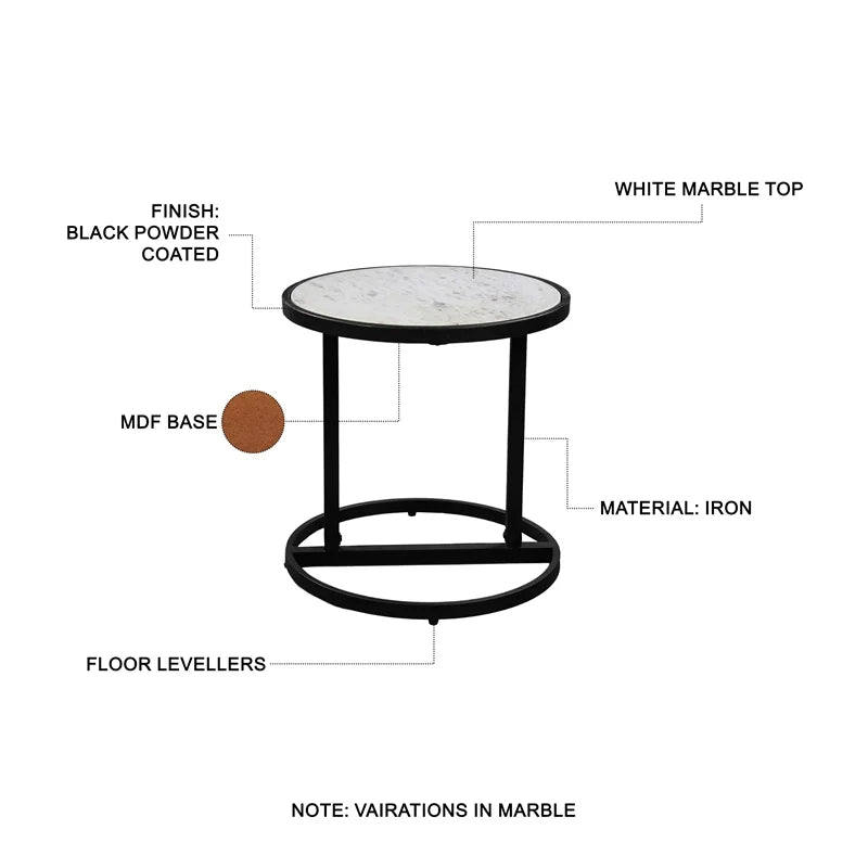 Round White Marble Top End Table A459286