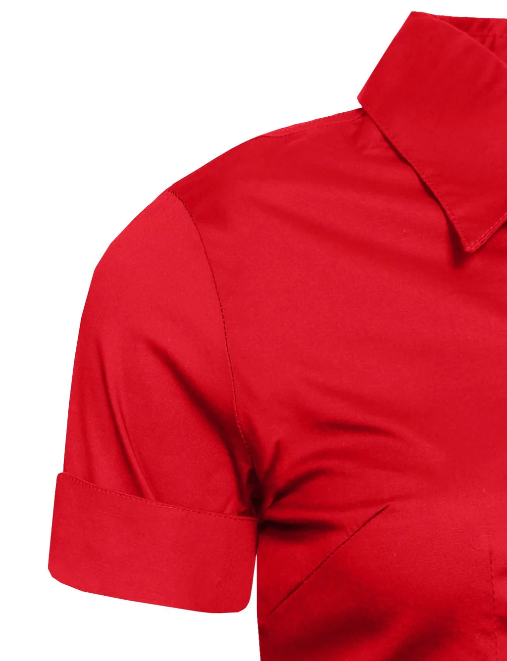 Red Button Down Short Sleeve Shirt R5510