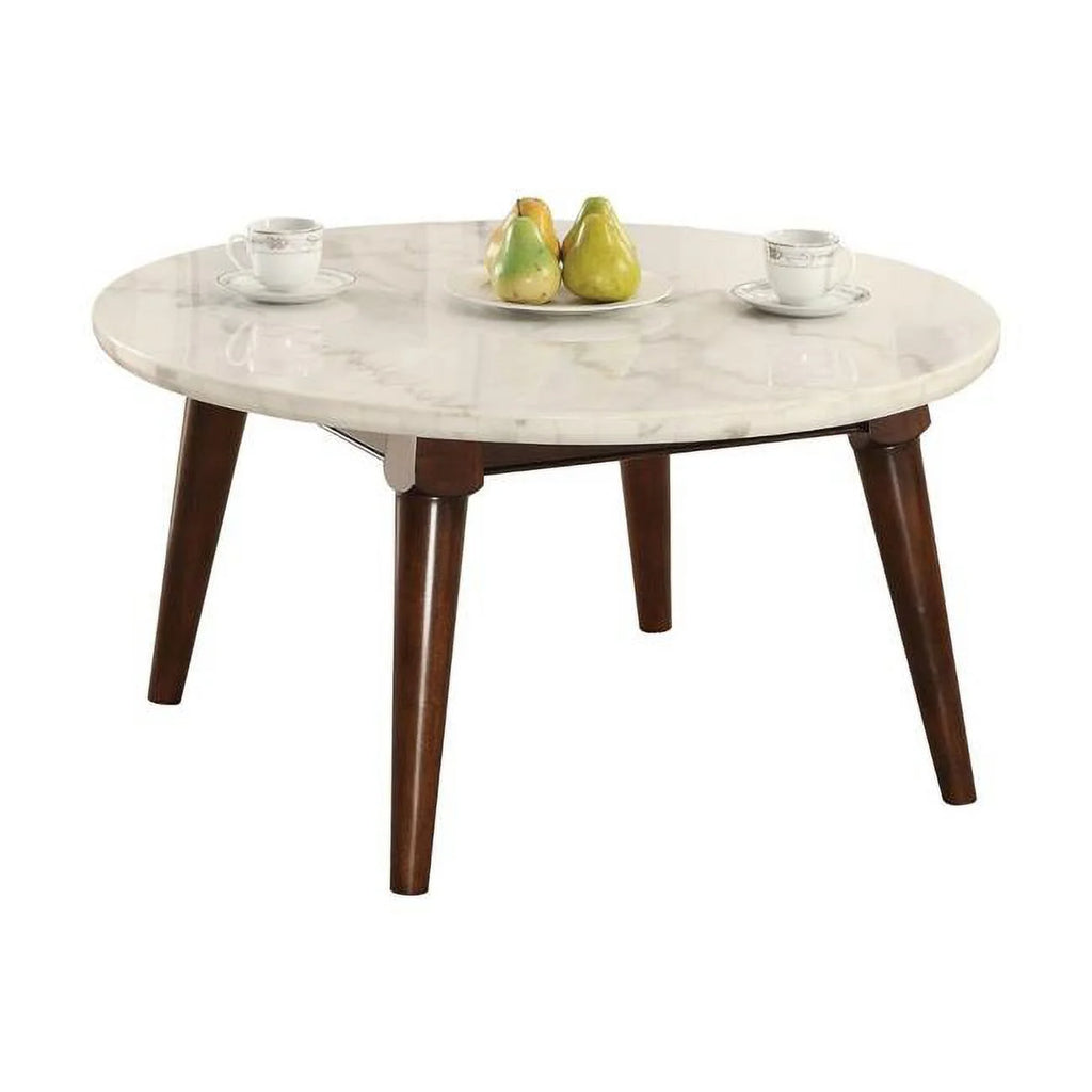 Walnut Marble Round Coffee Table M343