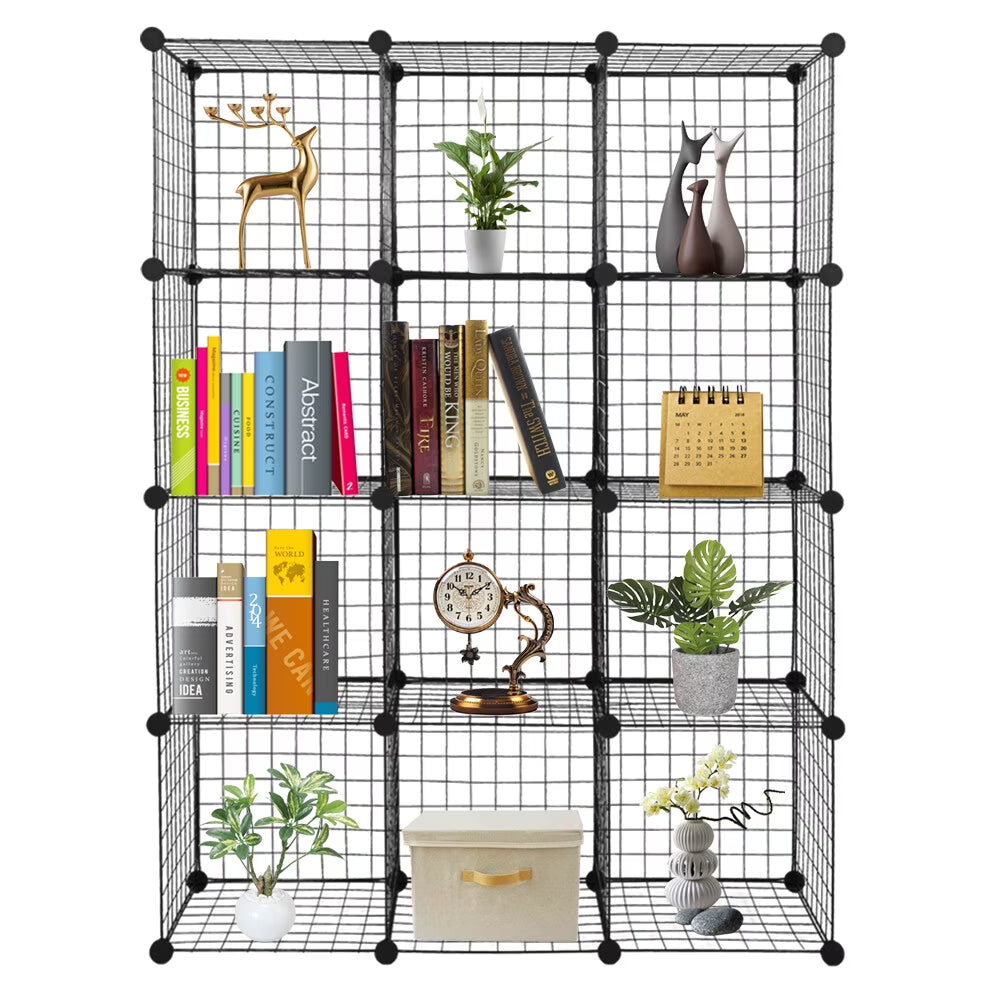 12-Cubes Metal Grid Storage Shelves Organizer E6731