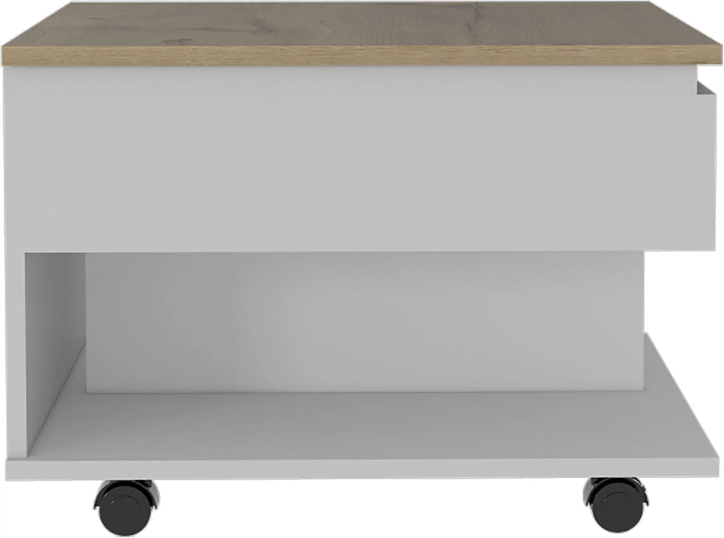 White Light Oak Lift Top Coffee Table with Casters and One Shelf Y5929