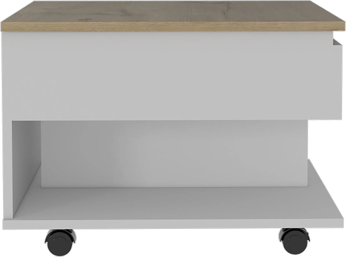 White Light Oak Lift Top Coffee Table with Casters and One Shelf Y5929