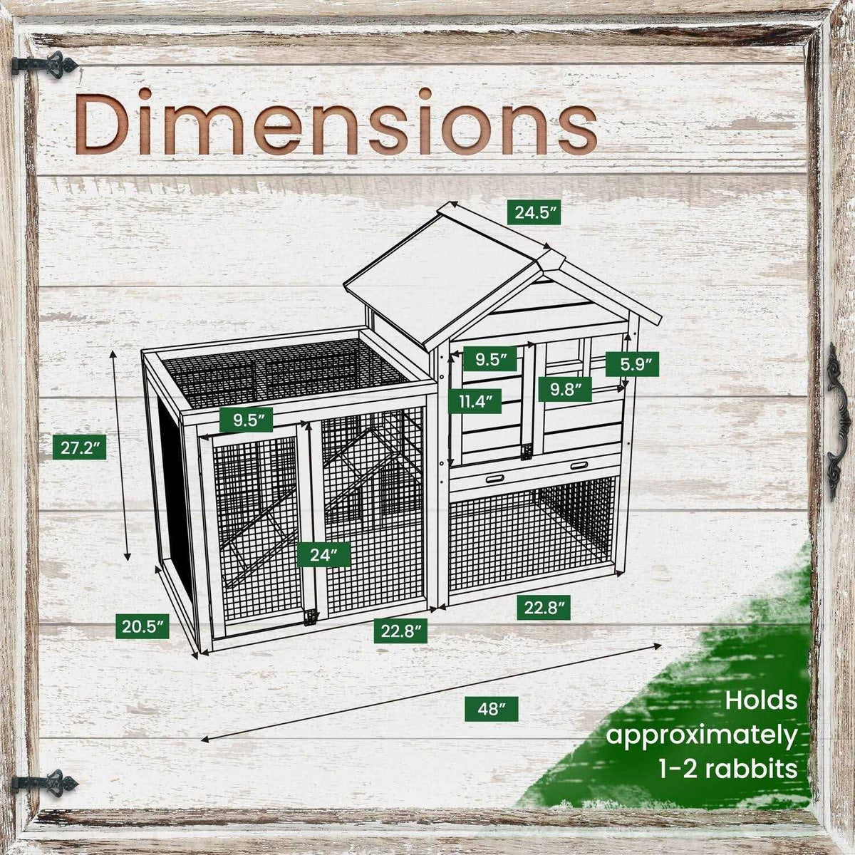 Wooden Elevated Rabbit Hutch with Ramp K870
