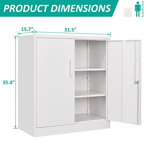 Metal Storage Cabinet with 2 Adjustable Shelves 36" H J19834