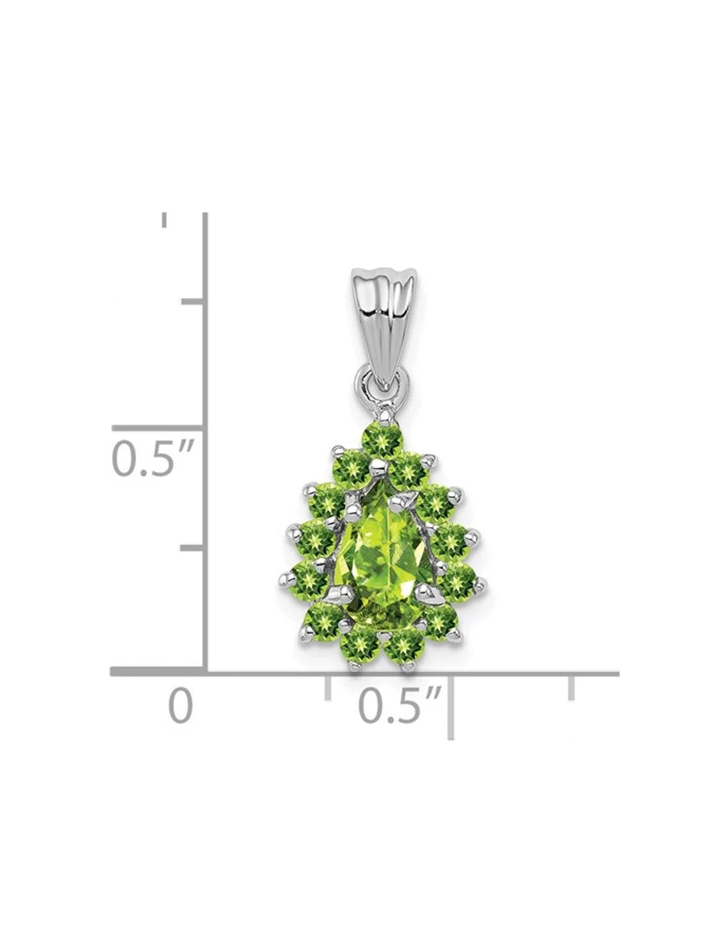 Natural Green Peridot Drop Pendant Necklace in Sterling Silver with Chain Q10609