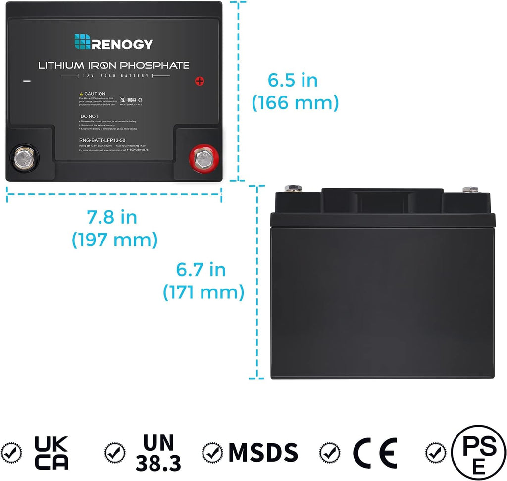 12 Volt 50Ah Lithium-Iron Phosphate Battery B3565