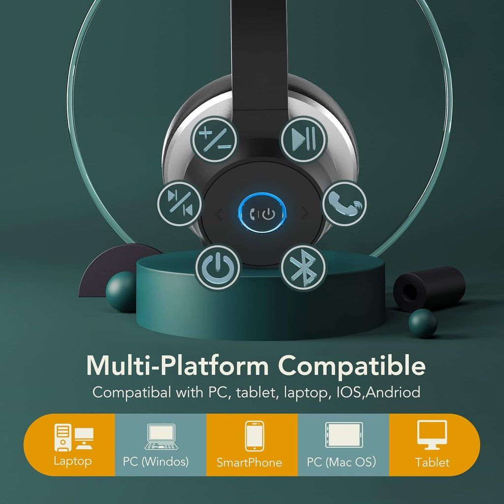 Bluetooth Headphones with Microphone, Wireless On Ear 22H Battery Life, Pack of 2 S8859
