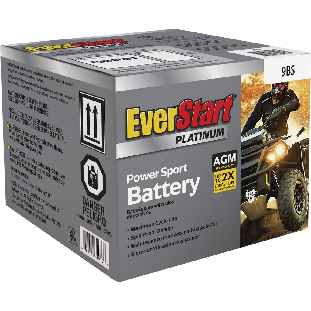 AGM Power Sport Battery Group Size 9BS 12 Volt 120 CCA Z407