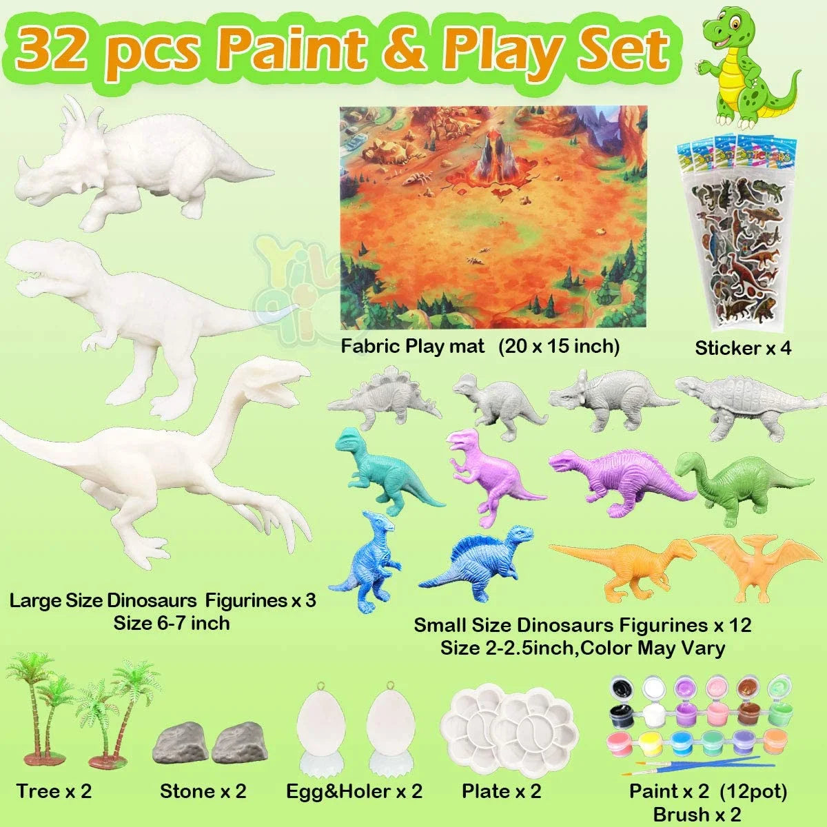 Kids Dinosaur Painting Kit with Play Mat N977035