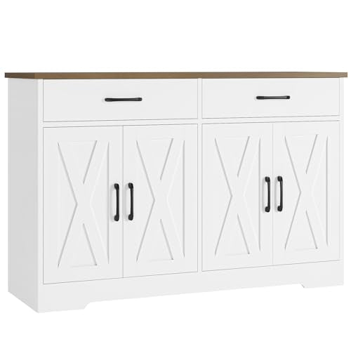 Black Rustic Brown Buffet Cabinet with Drawers and Shelves I28095